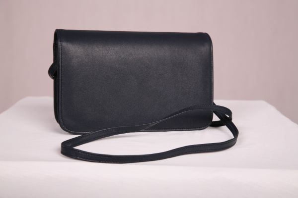 Navy Premium Leather Shoulder Bag
