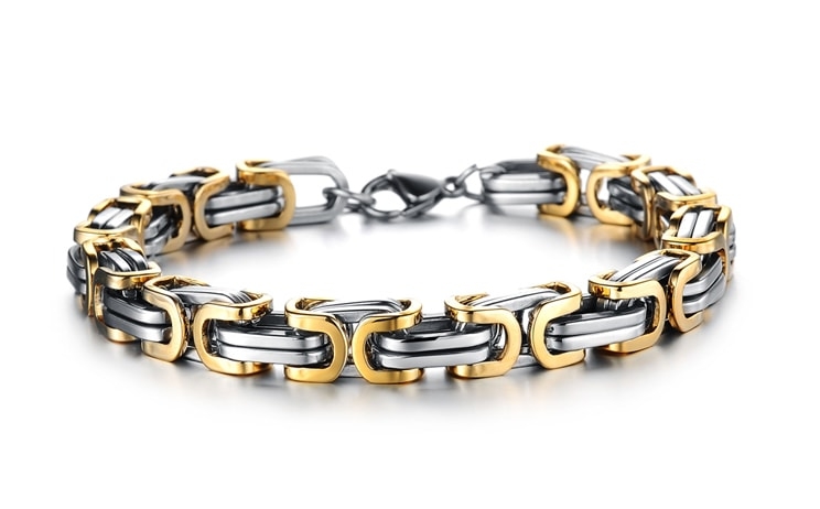 Gold and Stainless Steel Link Bracelet