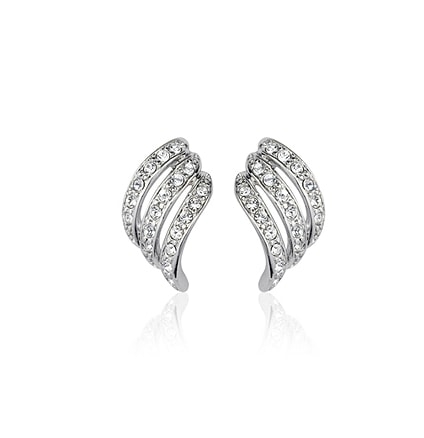Austrian Crystals 18k White Gold Wing Pierced Earrings