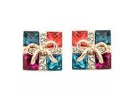 Gift box Austrian Crystals 18k Rose Gold Pierced Earrings